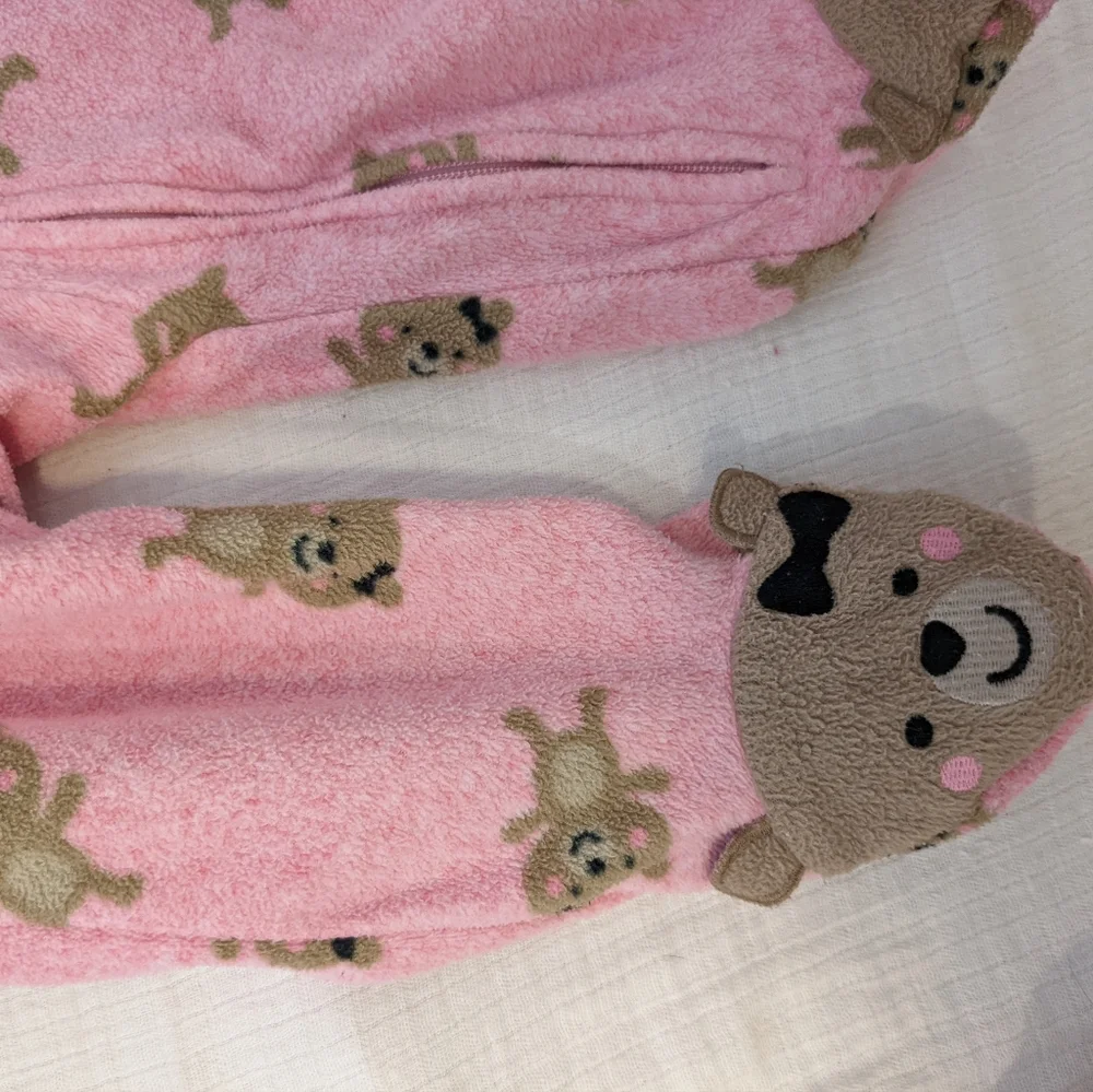 Carter's girls fleece footsie pajamas size 6 months, bundle of 4 animals